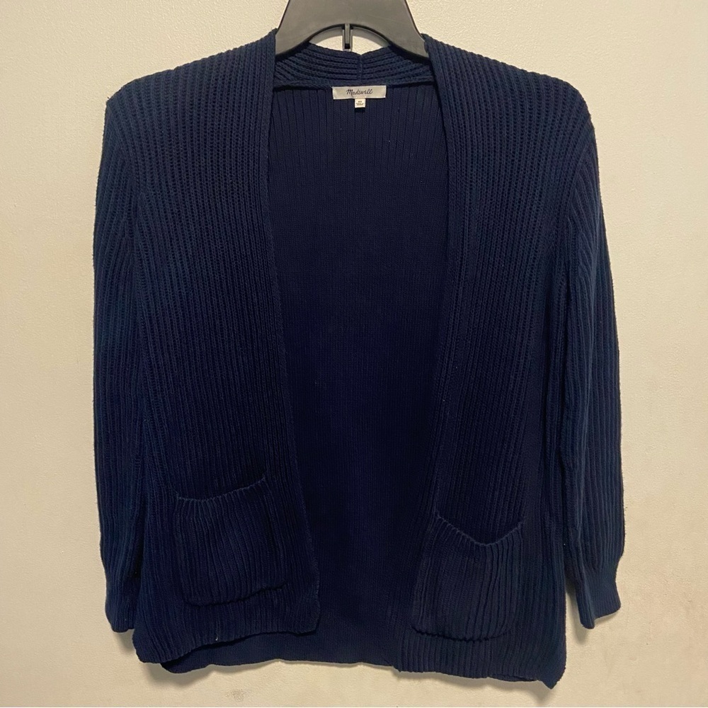 Madewell Women’s Open Front Cardigan Size XS Oversized Navy Blue Chore Pockets